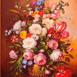 Listed Artist Elias Jozsa (b. 1932 Signed Oil Painting "European Bouquet"