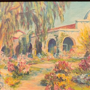 Listed Artist E McElroy Original Oil Painting. "San Juan Capistrano"