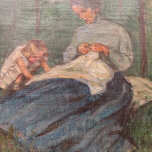 Impresionist Original Oil Painting. "Woman and child" circa 1930