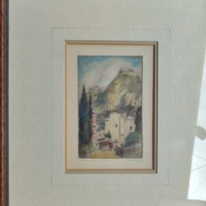 Etching Of Listed Artist Bajor Agost 1892-1952 "Taormina Landscape"