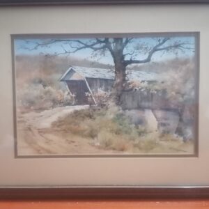Listed Artist Howard Rees(1941..)Watercolor Painting "Georgia Covered Bridge"