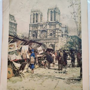 Listed Artist Luigi Kasimir "Bouquinistes", etching on paper