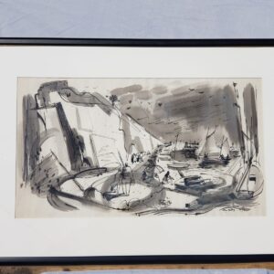 Phil Dike Port Watercolor 1951 20x29