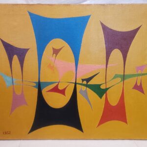 Listed Artist Karl Benjamin (1925-2012) Signed 1952 Mid-Century.