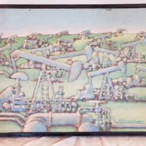 James Talmadge Grazing in Bellflower 1981 17x21 Acrylic on Canvas - Signed Twice - Oil Wells